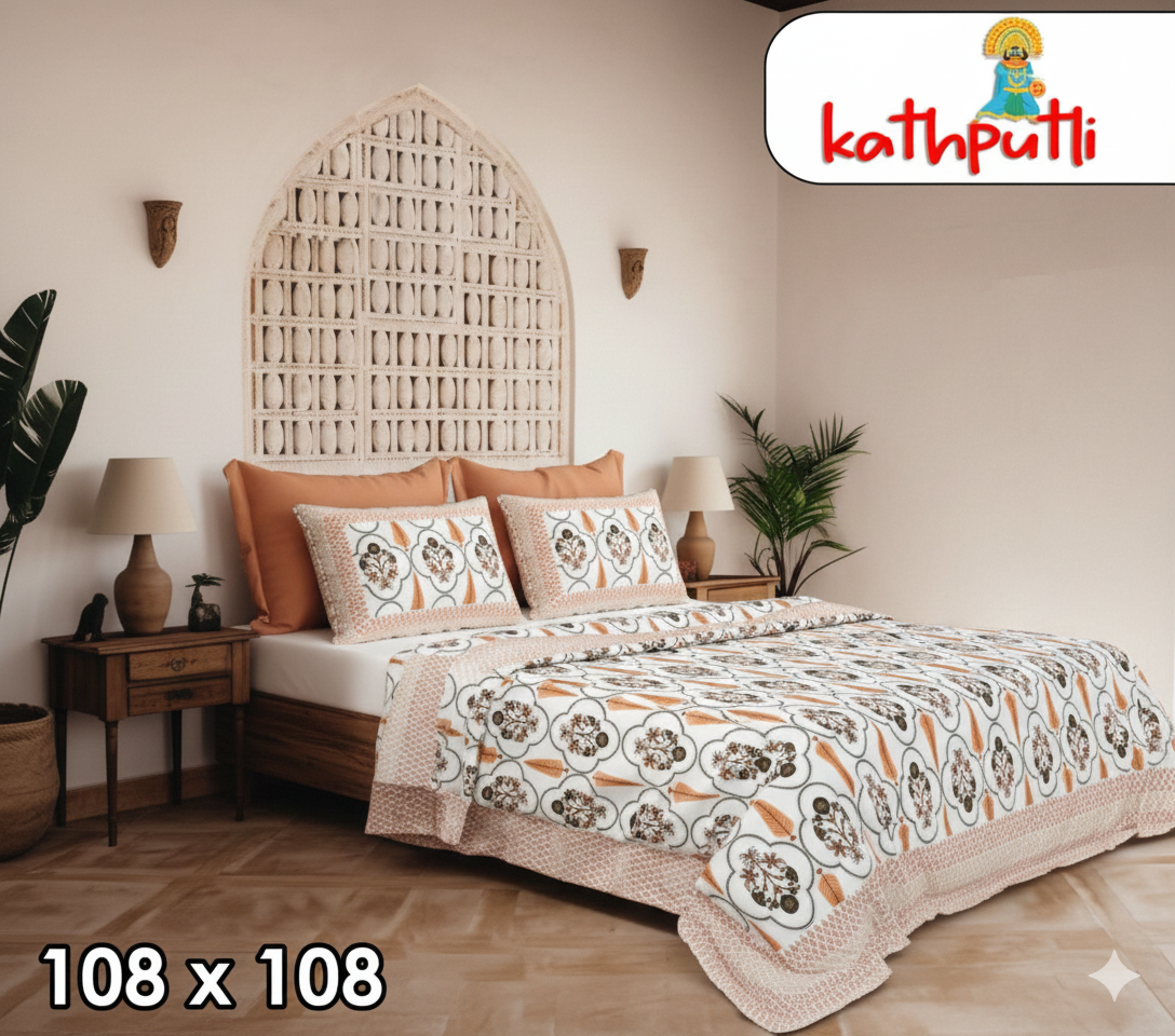100% Cotton Double Bedsheet Combo Pack with Bedsheet and 2 Pillow Covers