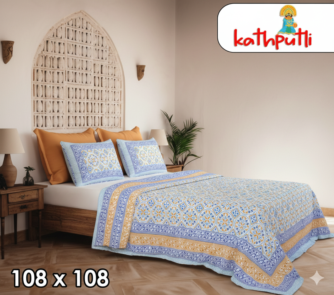 100% Cotton Double Bedsheet Combo Pack with Bedsheet and 2 Pillow Covers