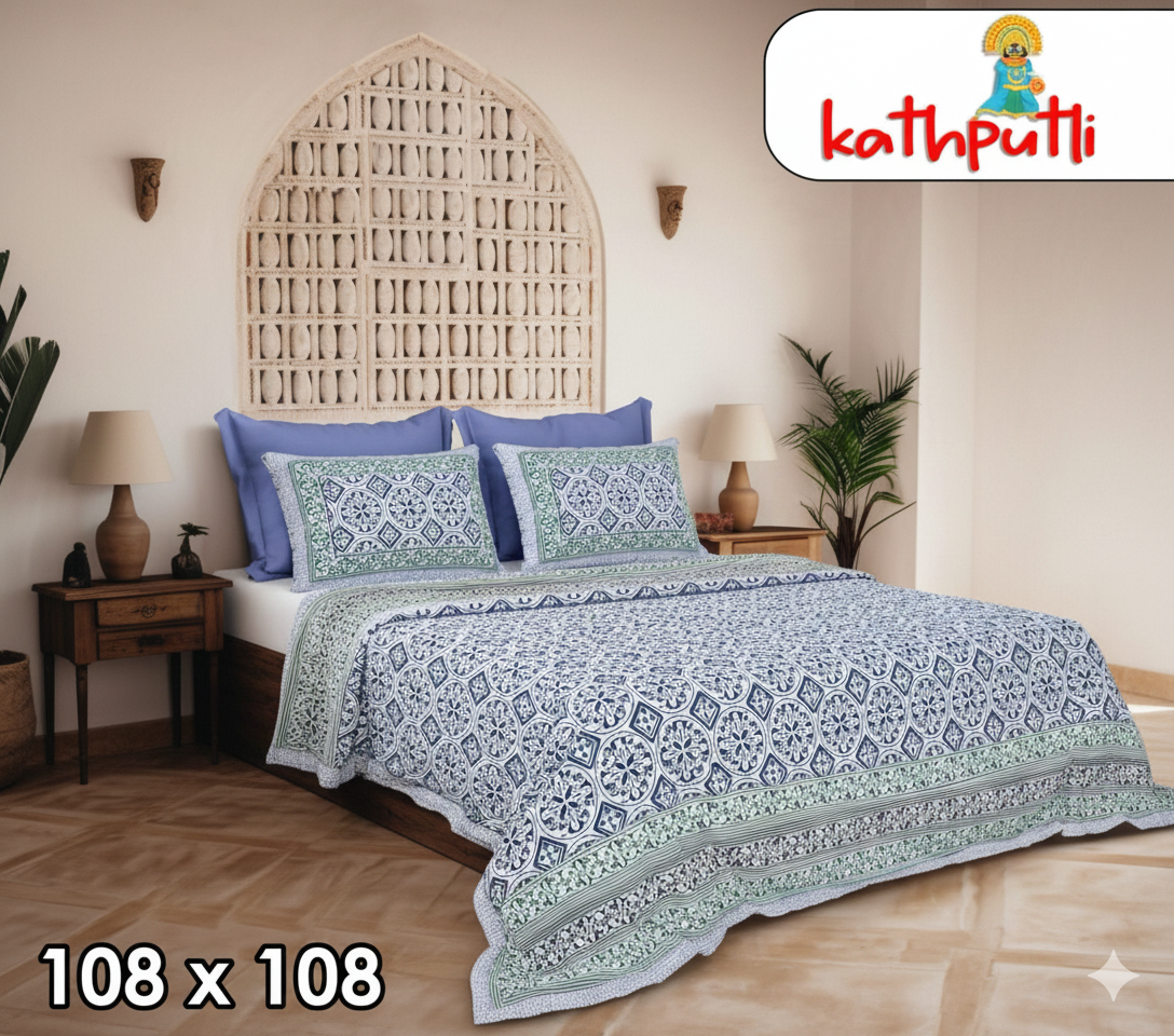 100% Cotton Double Bedsheet Combo Pack with Bedsheet and 2 Pillow Covers
