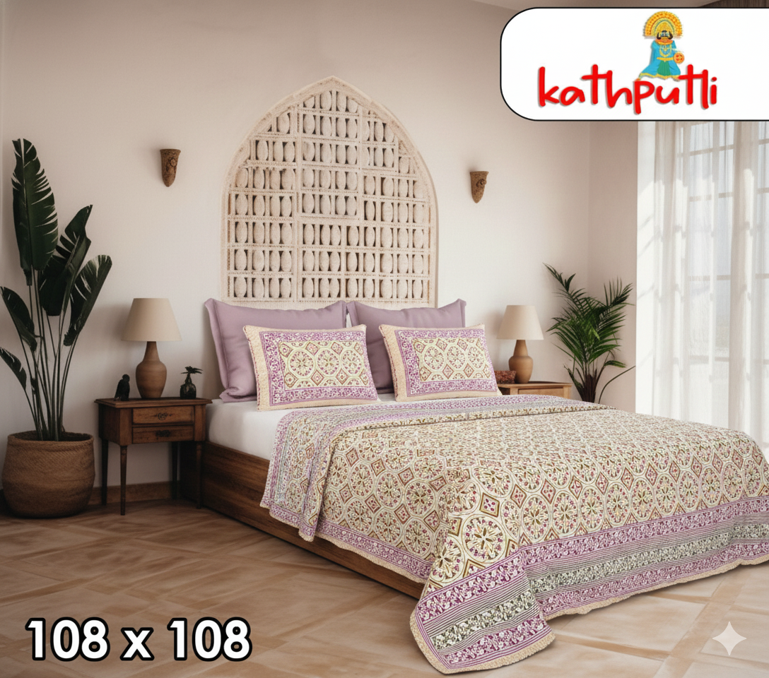 100% Cotton Double Bedsheet Combo Pack with Bedsheet and 2 Pillow Covers