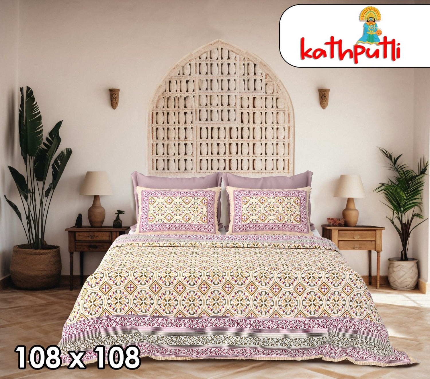 100% Cotton Double Bedsheet Combo Pack with Bedsheet and 2 Pillow Covers