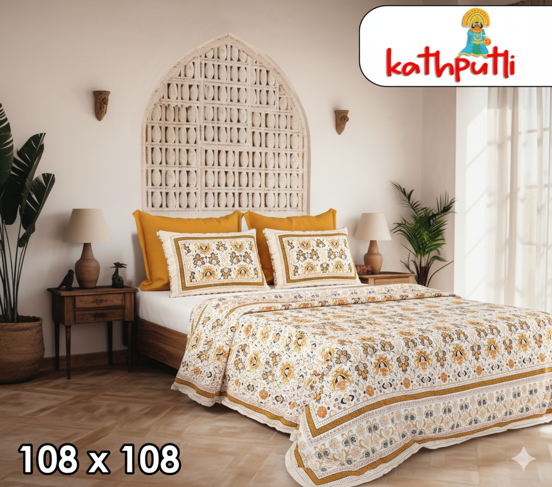 100% Cotton Double Bedsheet Combo Pack with Bedsheet and 2 Pillow Covers