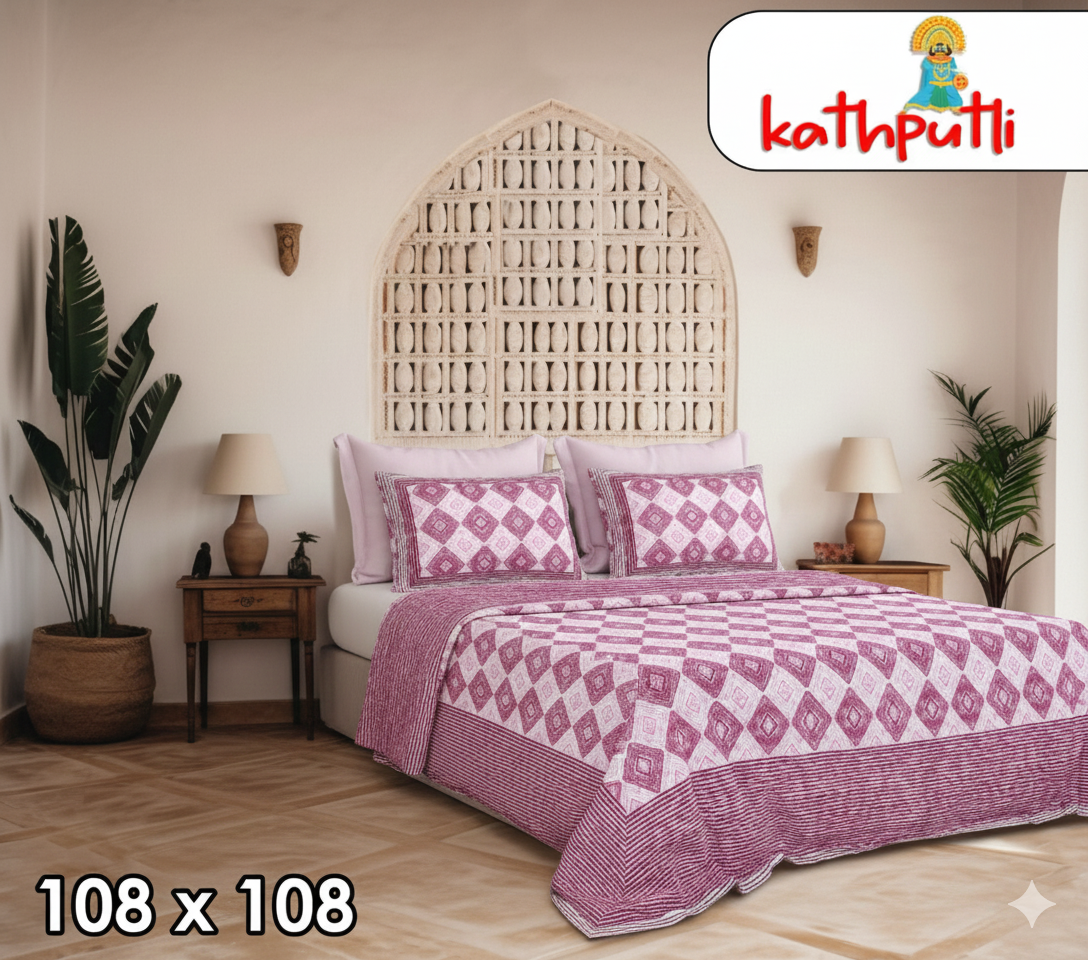 100% Cotton Double Bedsheet Combo Pack with Bedsheet and 2 Pillow Covers