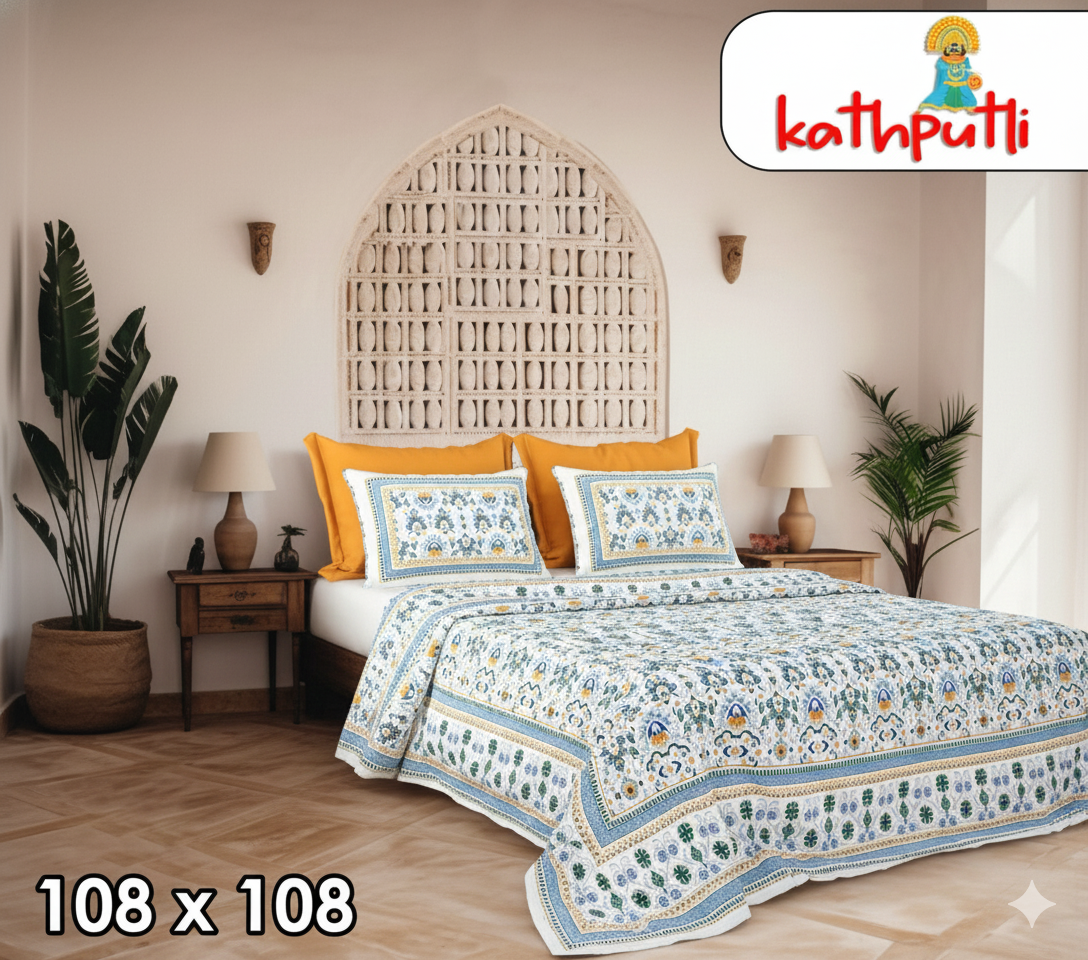 100% Cotton Double Bedsheet Combo Pack with Bedsheet and 2 Pillow Covers