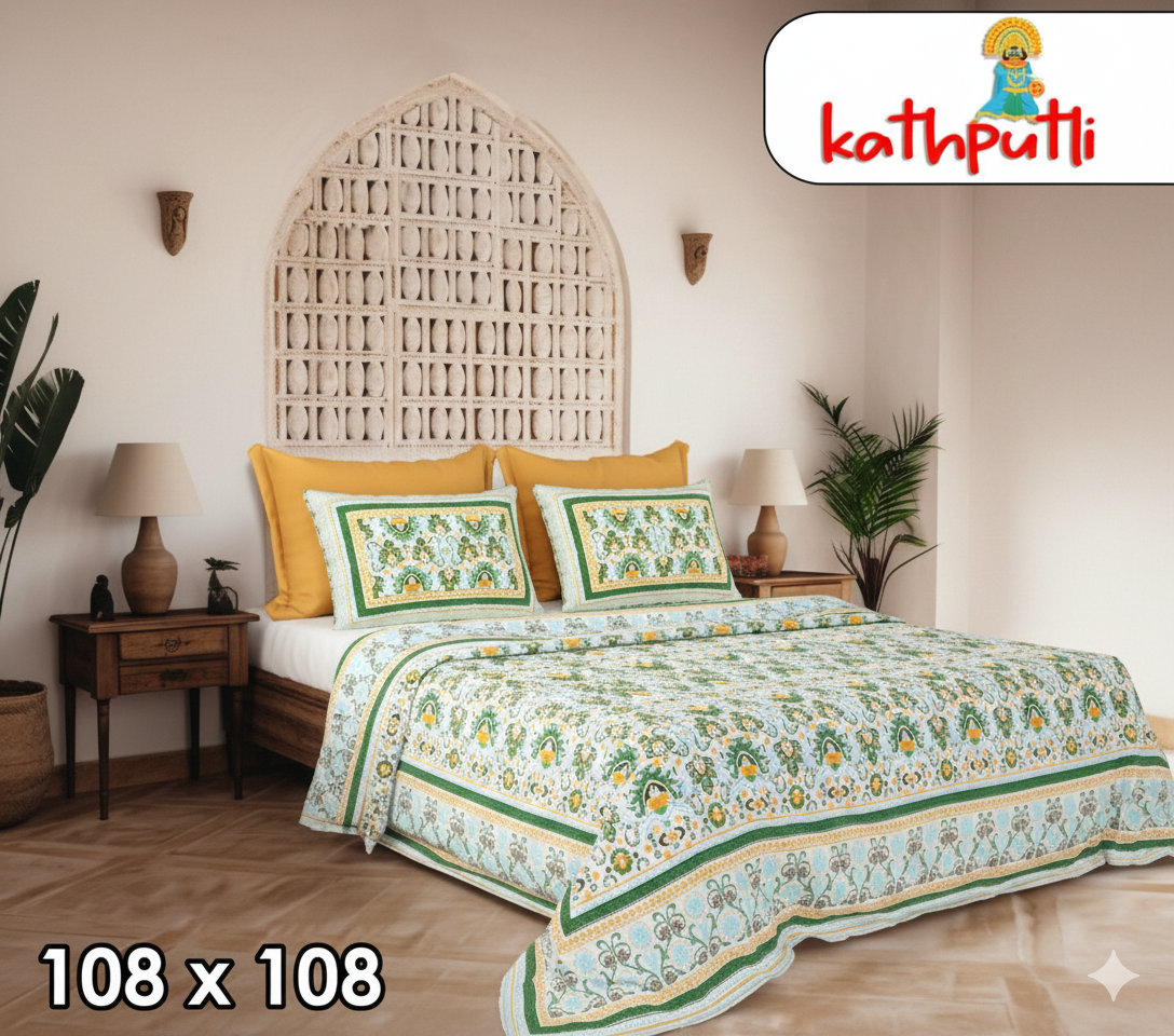 100% Cotton Double Bedsheet Combo Pack with Bedsheet and 2 Pillow Covers