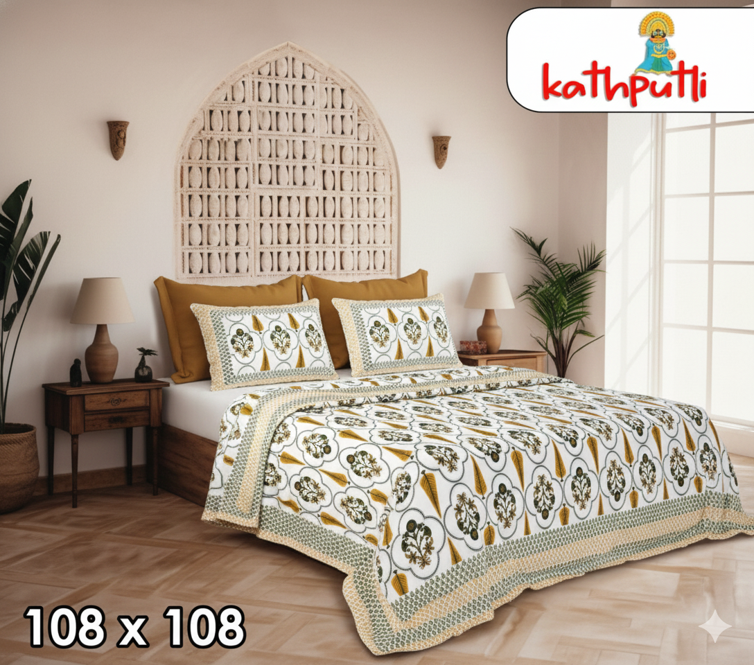 100% Cotton Double Bedsheet Combo Pack with Bedsheet and 2 Pillow Covers