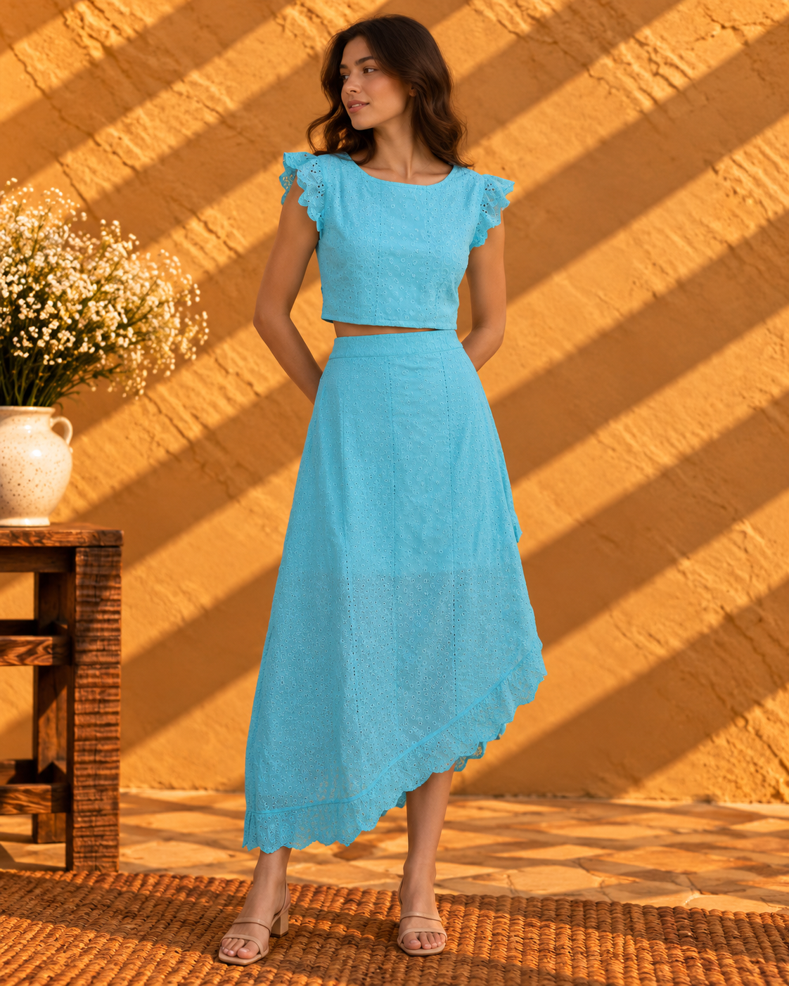 Turquoise Eyelet Co-ord