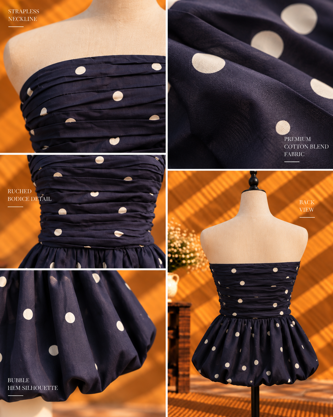 Polka Dot Strapless Top