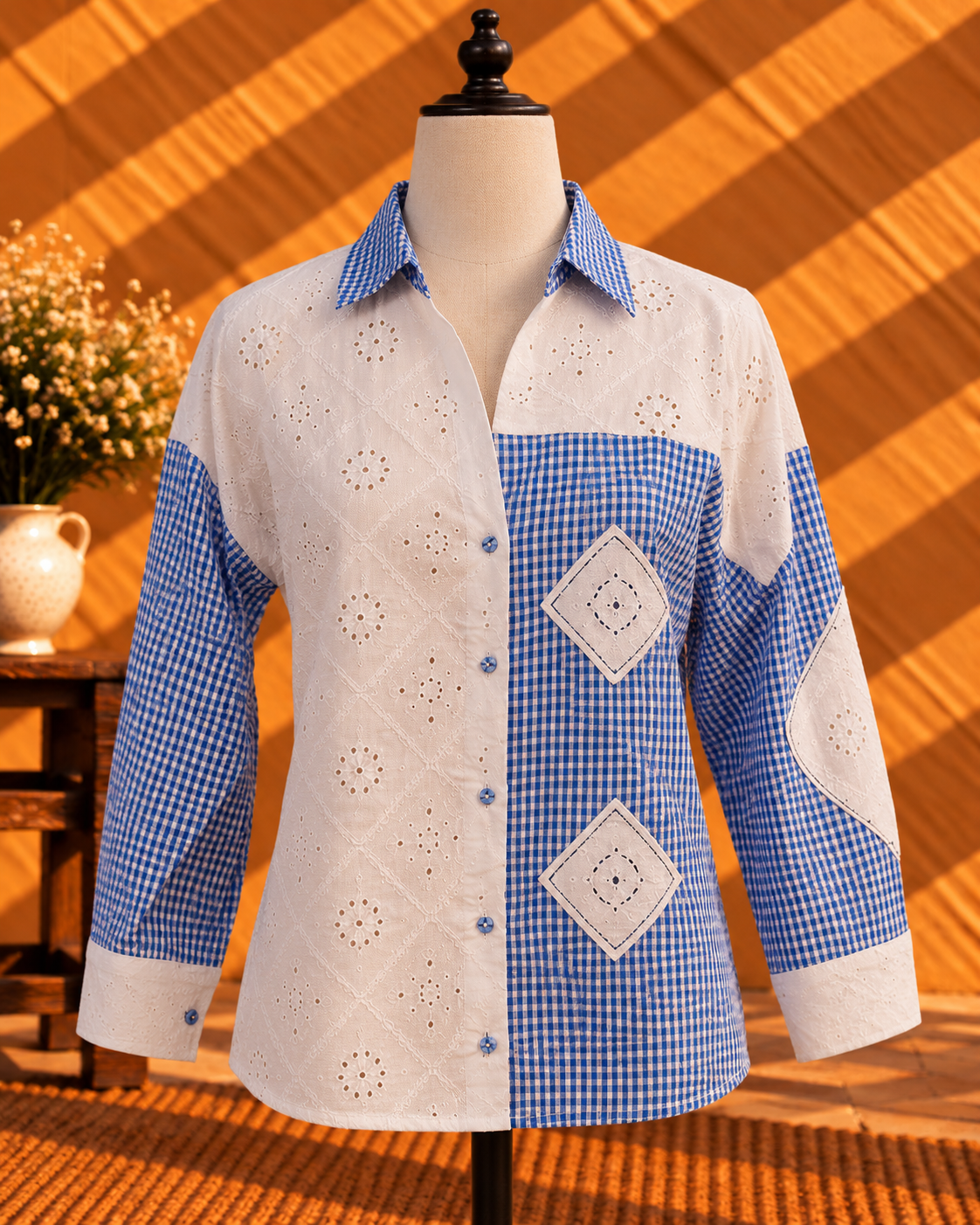 Colorblock Gingham Shirt